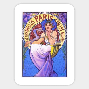 Cigarillos Paris by Alfons Mucha - Vintage Art Nouveau Advertising Poster Design Sticker